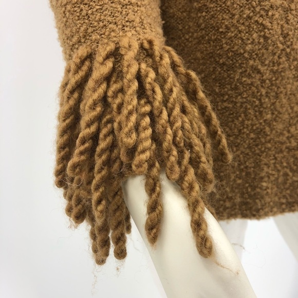 Lucidity Women’s M Cardigan Sweater Tan Fringe Wool Blend Long Sleeve RN# 75343 - Picture 4 of 13